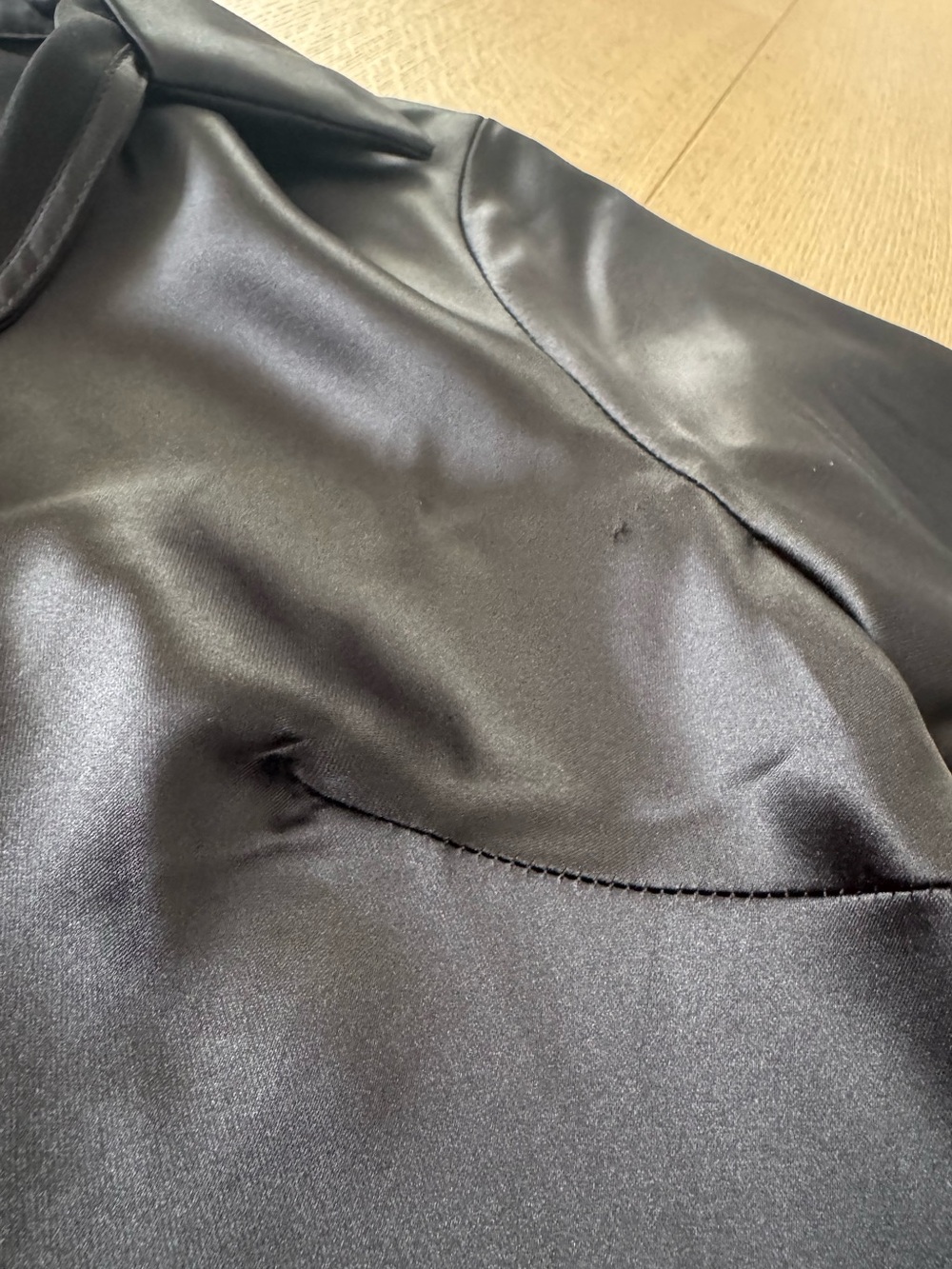 Lulus Coveted Aesthetic Black Tie-Front Long Sleeve Collared Top Medium - Picture 8 of 11
